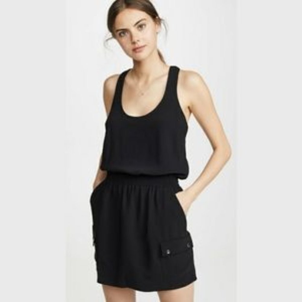 Amanda Uprichard Black Racerback Cargo Mini Dress